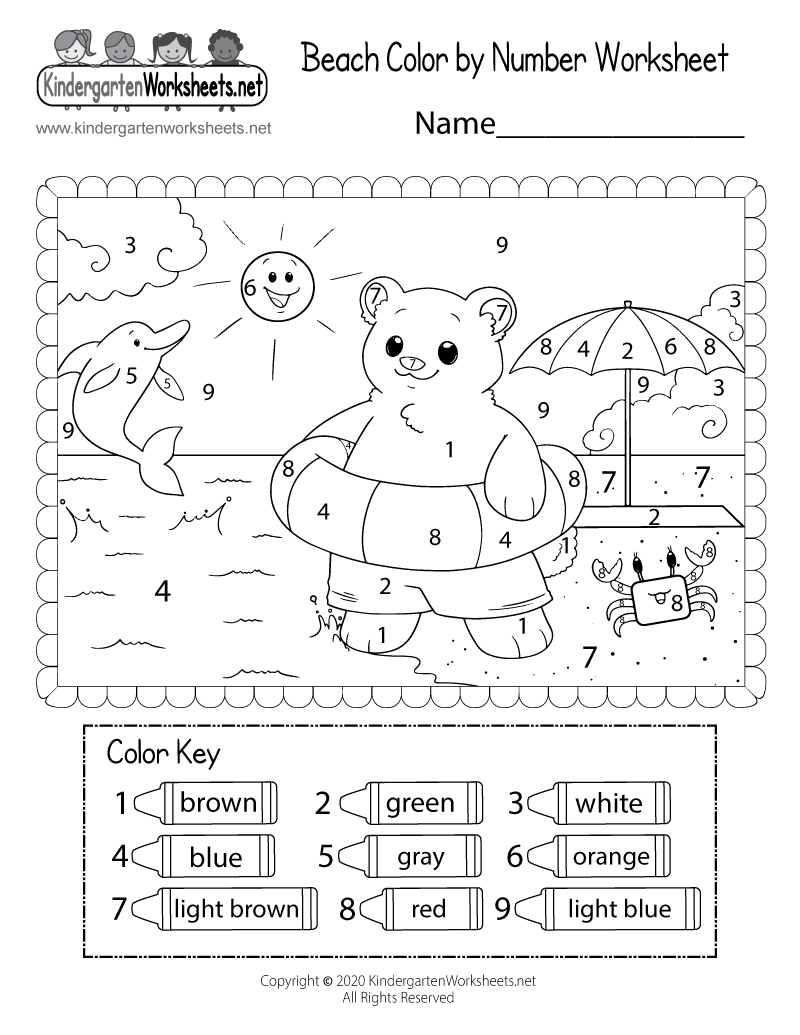 Beach Color By Number Worksheet Free Printable Digital PDF Beach Color By Number Worksheet Free Printable Digital PDF
