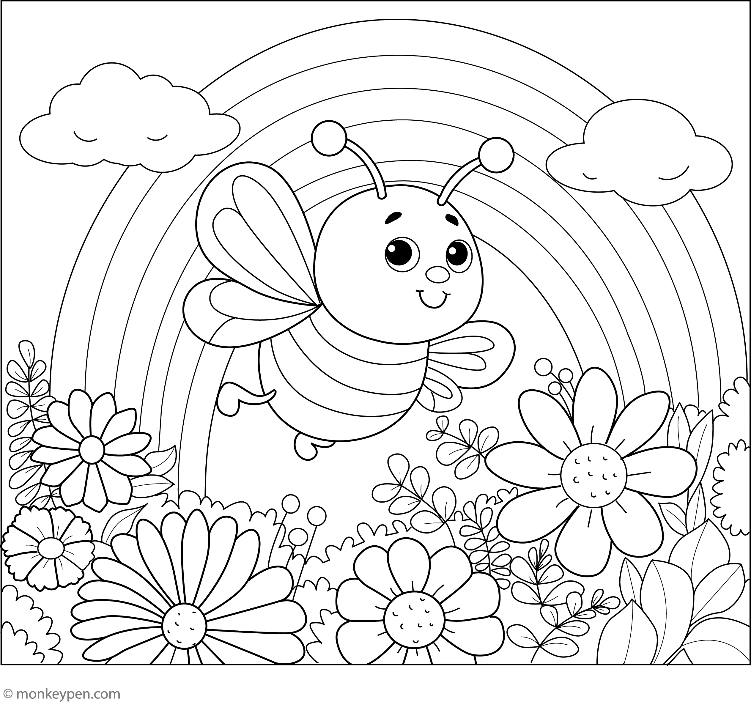 printable colouring pages of rainbows