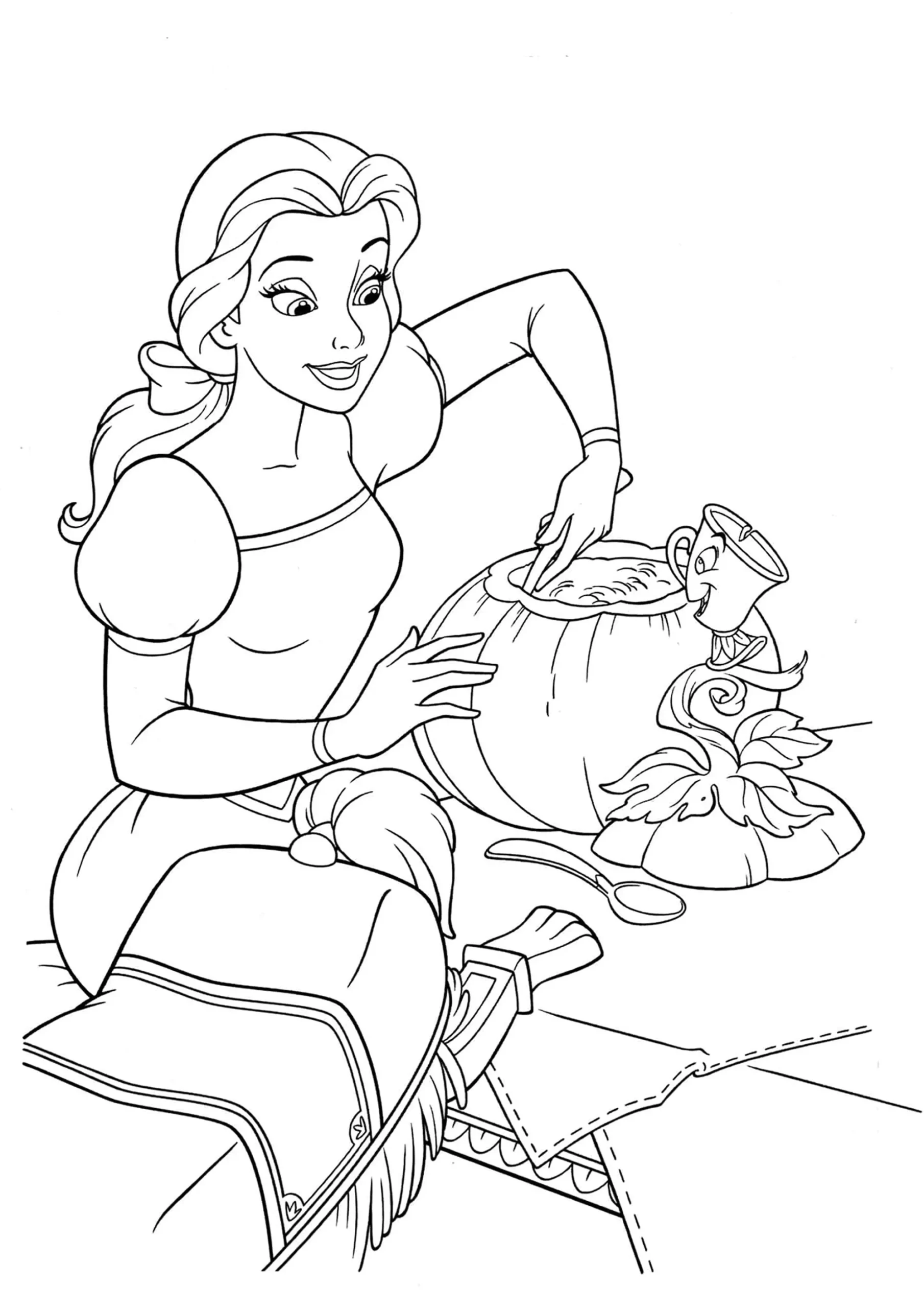 princess belle printable coloring pages
