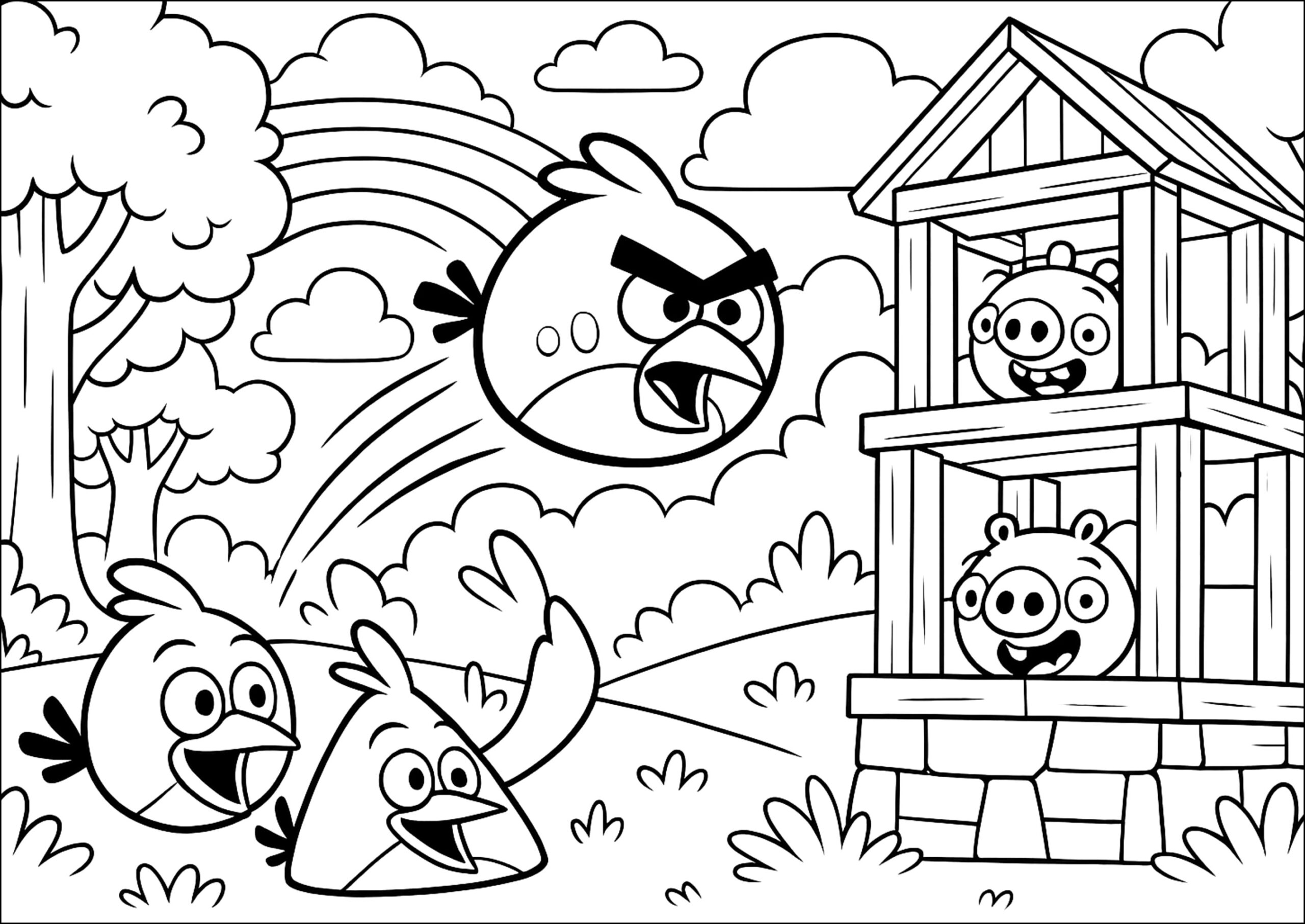 Birds Versus Pigs Angry Birds Coloring Pages