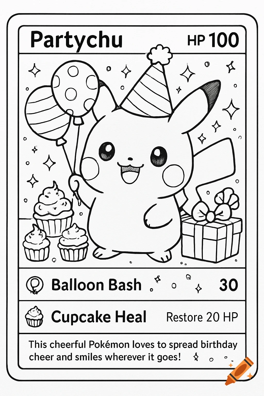 Birthday Pok mon Card Coloring Page Created On Craiyon