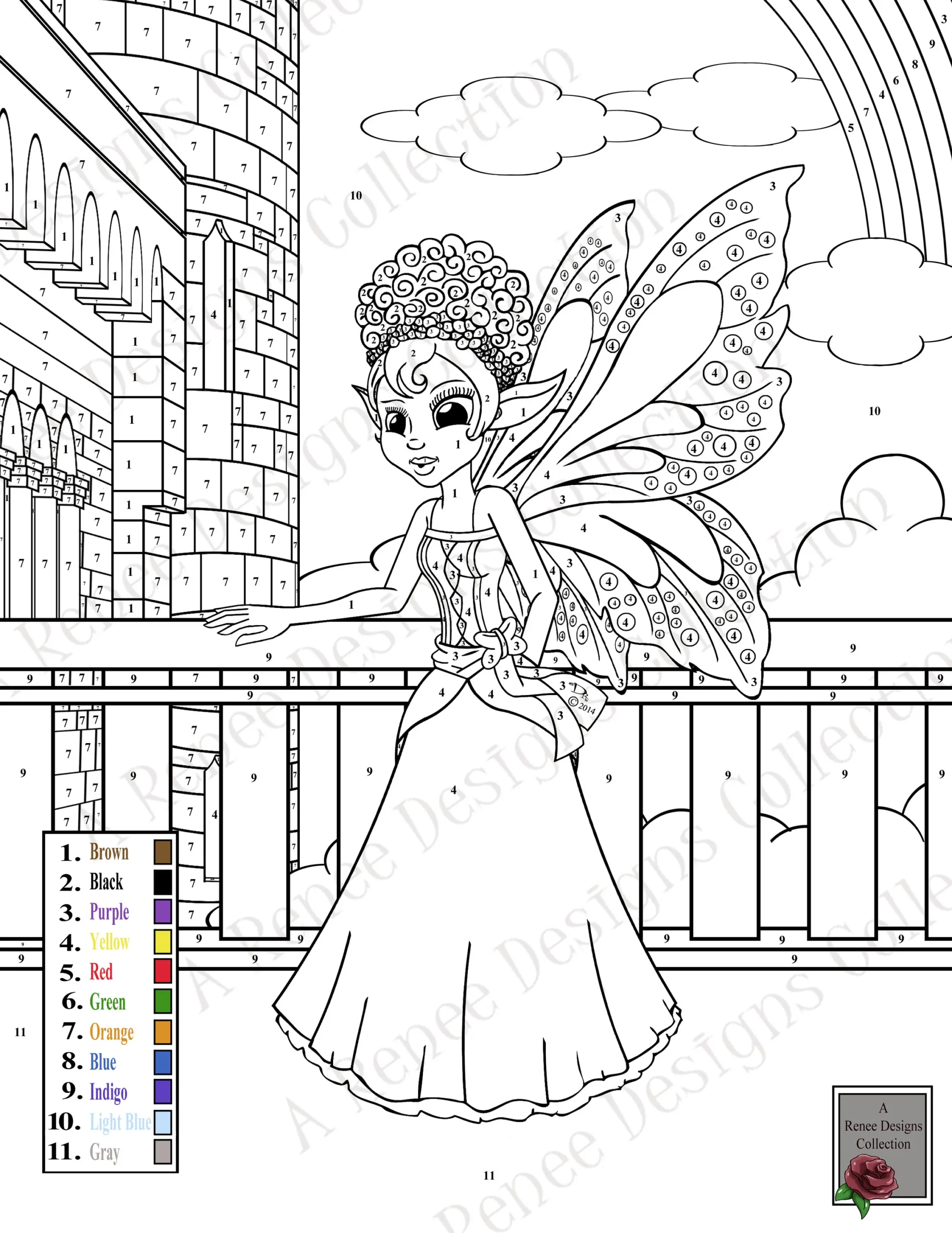 Black Fairy Color By Number Page Kids Classroom Activity PDF Download Etsy