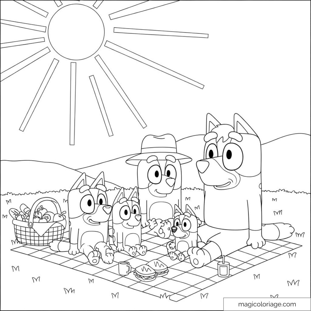 Bluey Family Coloring Page Picnic In The Sun Bluey Family Coloring Page Picnic In The Sun