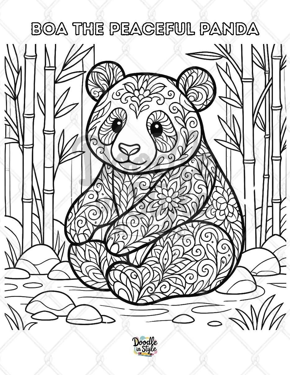 Boa The Peaceful Panda Coloring Page Printable Kids Adults Boa The Peaceful Panda Coloring Page Printable Kids Adults
