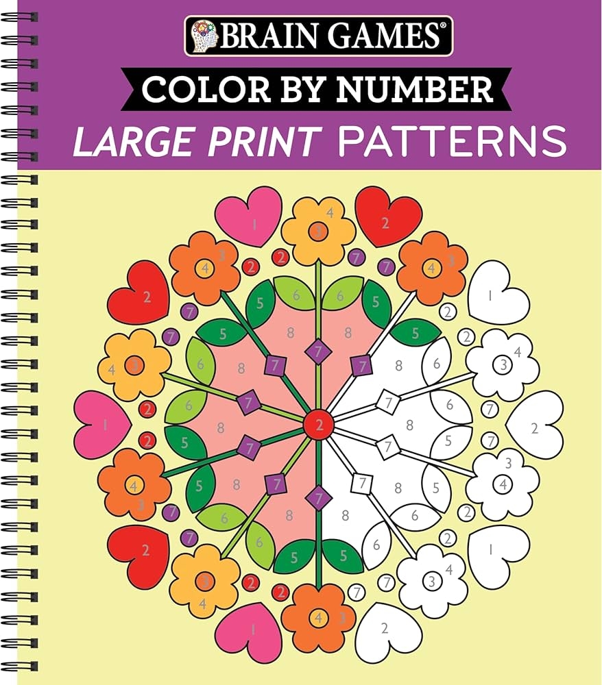 Brain Games Color By Number Large Print Patterns Stress Free Coloring Book Publications International Ltd New Seasons Brain Games 9781645589570 Amazon Books