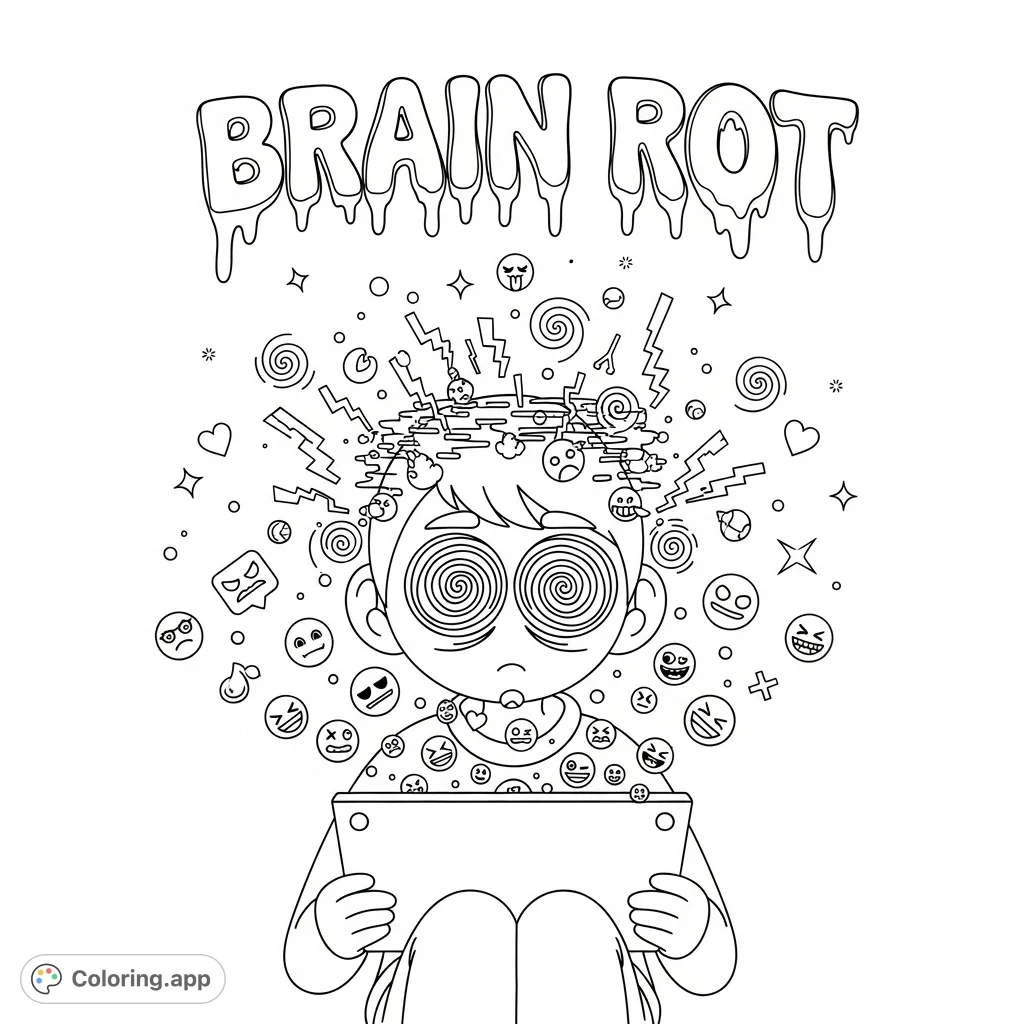 Brain Rot Screen Overload Coloring app