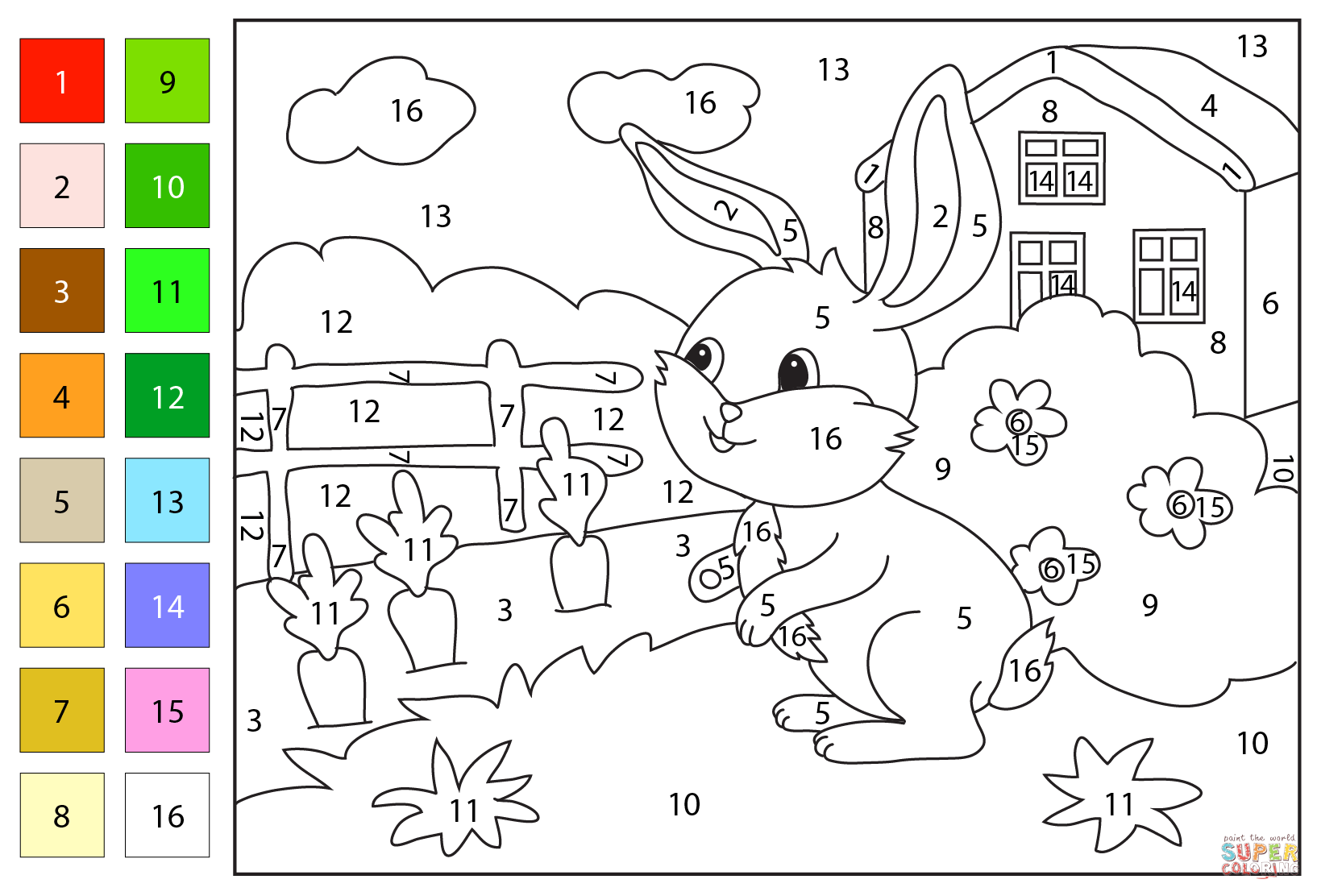 Bunny Color By Number Coloring Page Free Printable Bunny Color By Number Coloring Page Free Printable