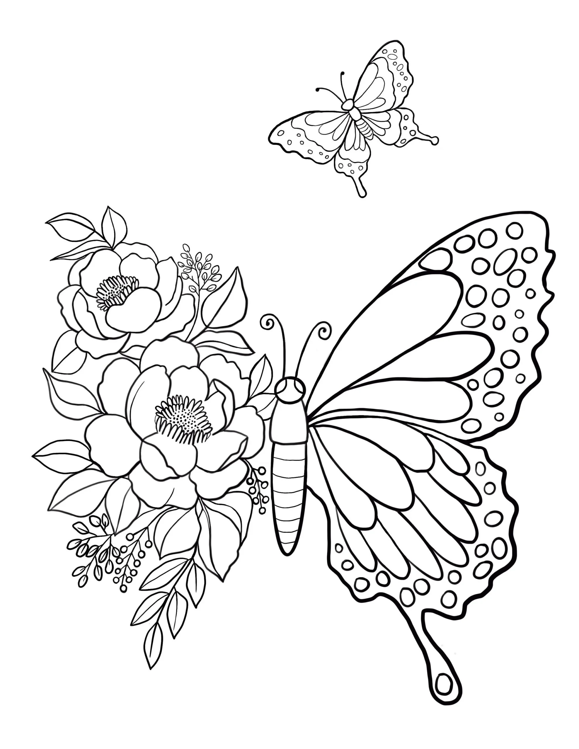 Butterfly Coloring Page Floral Designs Kids Summer Activity PDF JPG Etsy Butterfly Coloring Page Floral Designs Kids Summer Activity PDF JPG Etsy