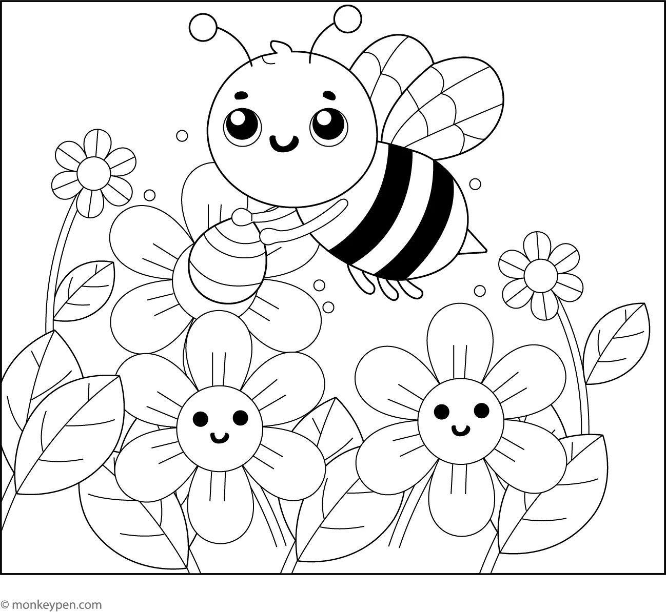 Buzzing Bee Free Coloring Page Printable
