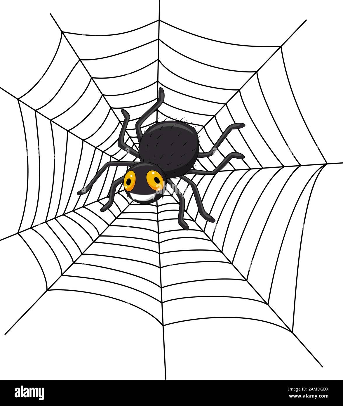 Cartoon Spider On The Cobweb Stock Vector Image Art Alamy