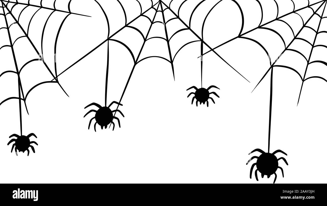 Cartoon Spider Web And Spiders For Border Or Frame Stock Vector Image Art Alamy