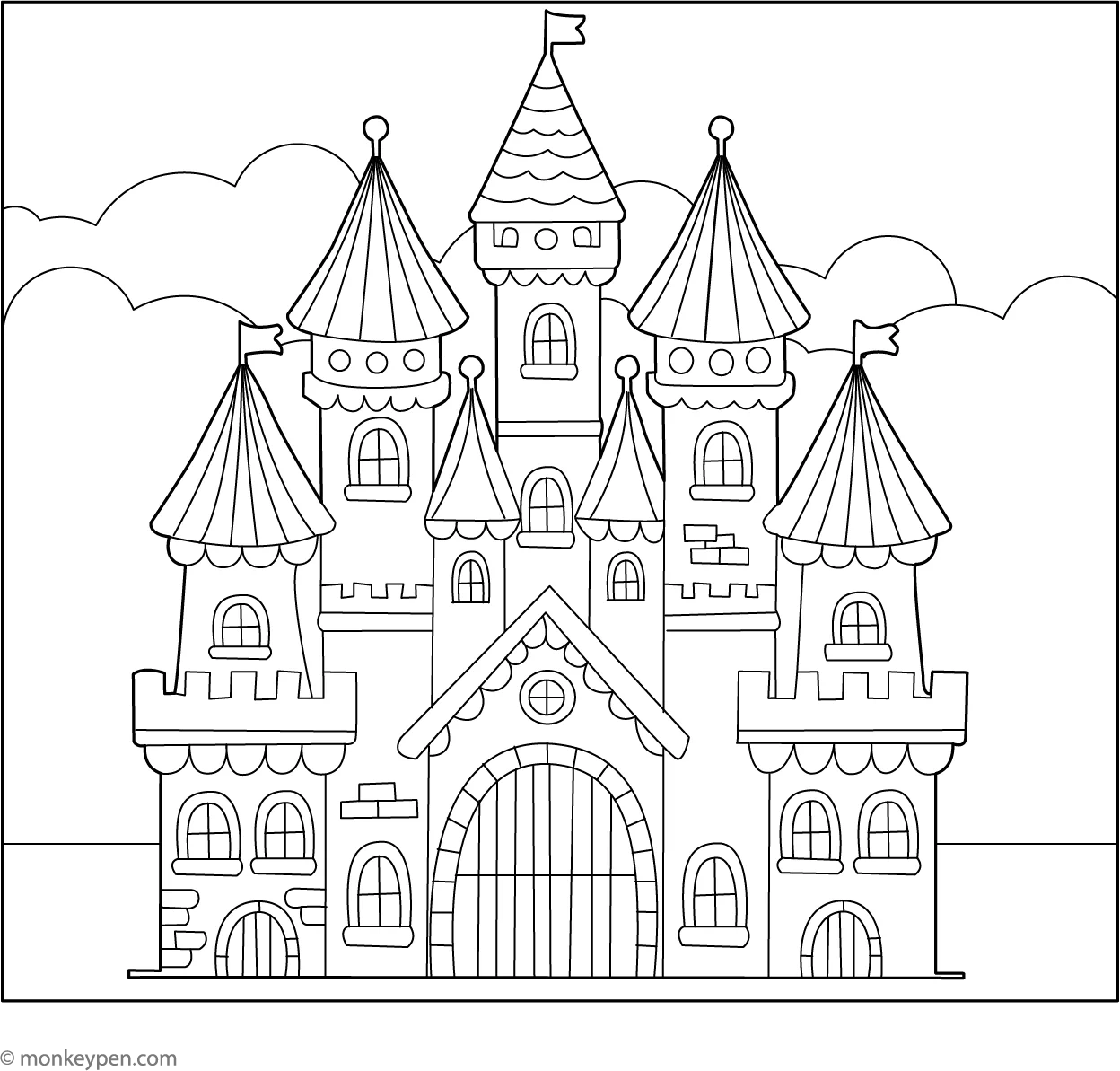 Castle Coloring Page Magical Fortress Printable For Kids To Color