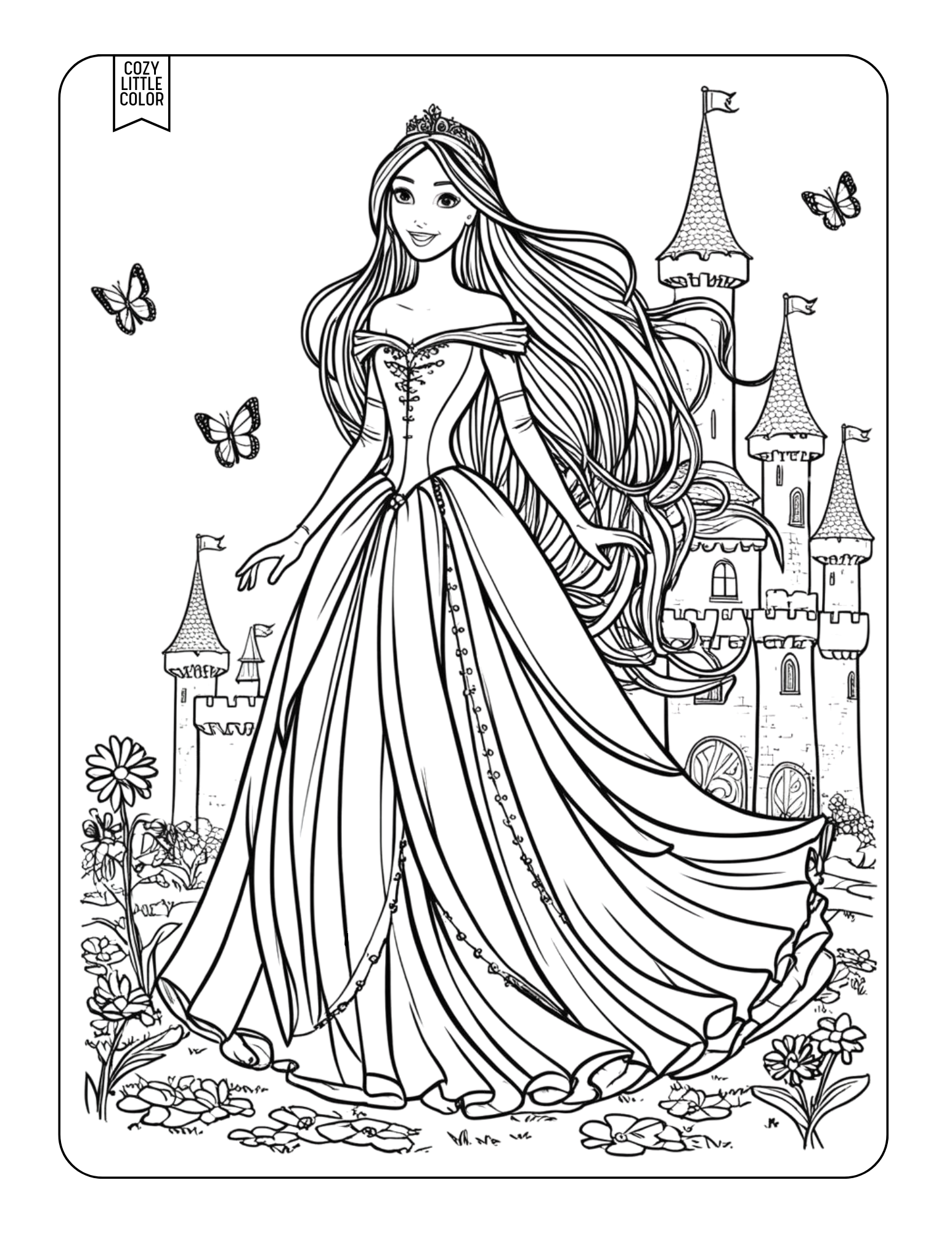 princess and castle coloring pages