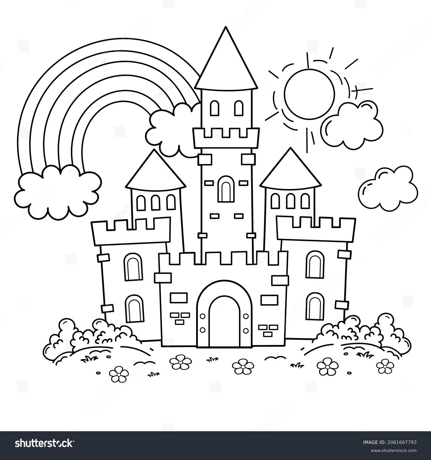 Castle Colouring Pages Over 1 441 Royalty Free Licensable Stock Illustrations Drawings Shutterstock