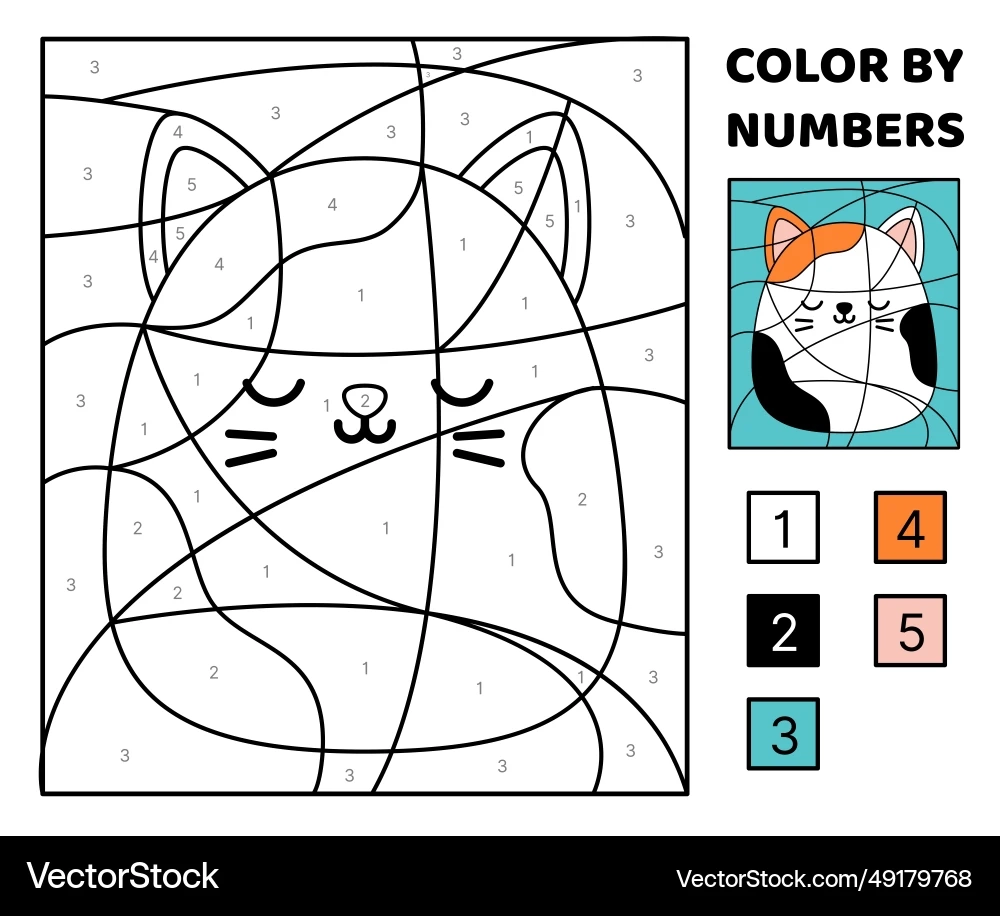 Cat Color By Number Squishmallow Coloring Page Royalty Free Vector VectorStock Cat Color By Number Squishmallow Coloring Page Royalty Free Vector VectorStock