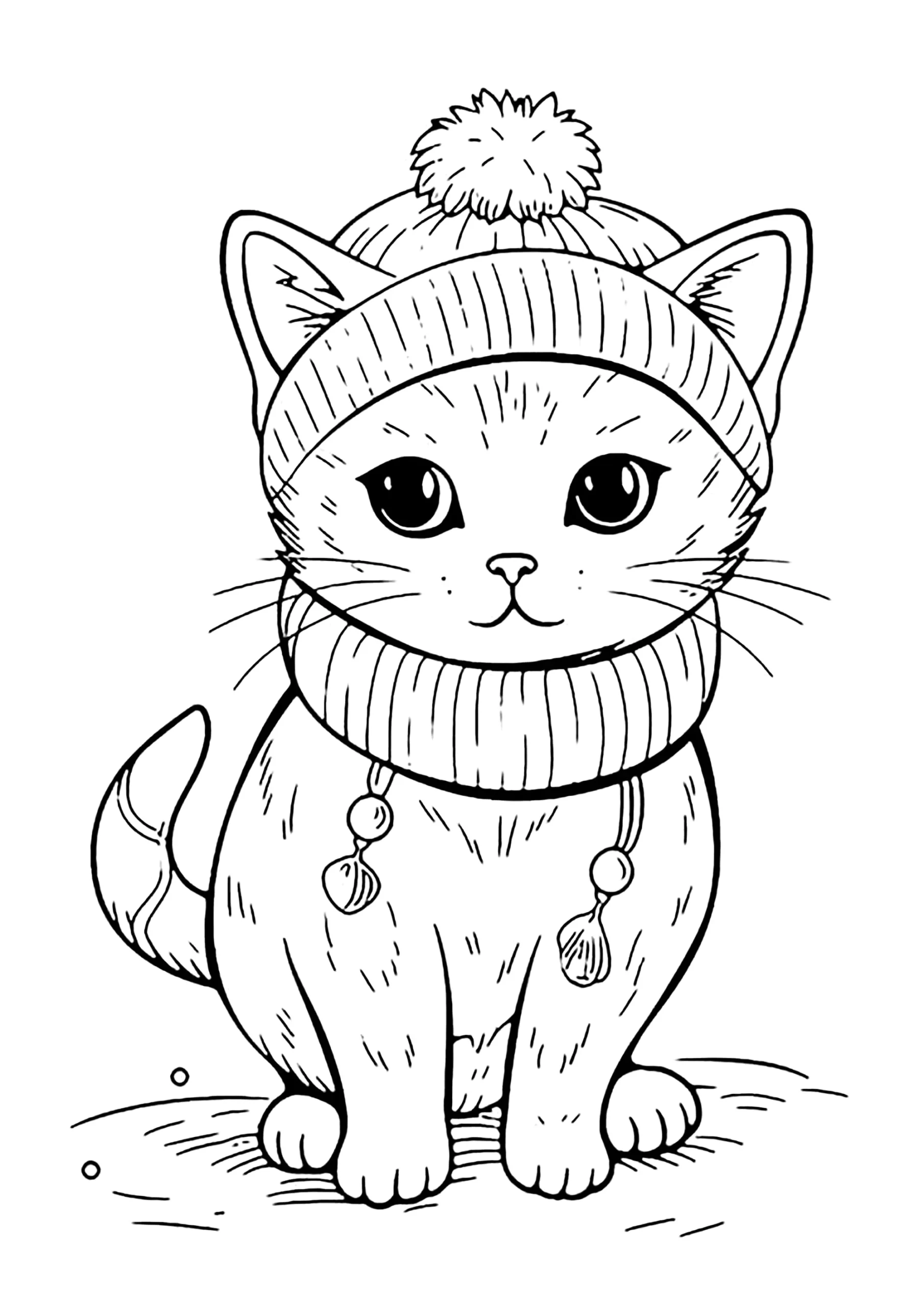 Cat With Hat And Scarf Cat Coloring Pages Cat With Hat And Scarf Cat Coloring Pages