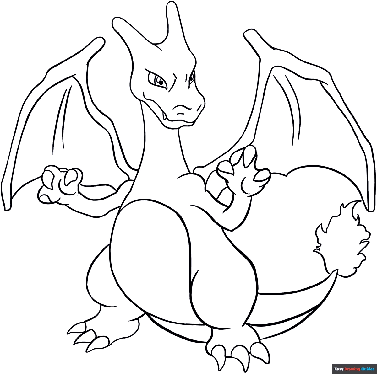 Charizard Coloring Page Easy Drawing Guides