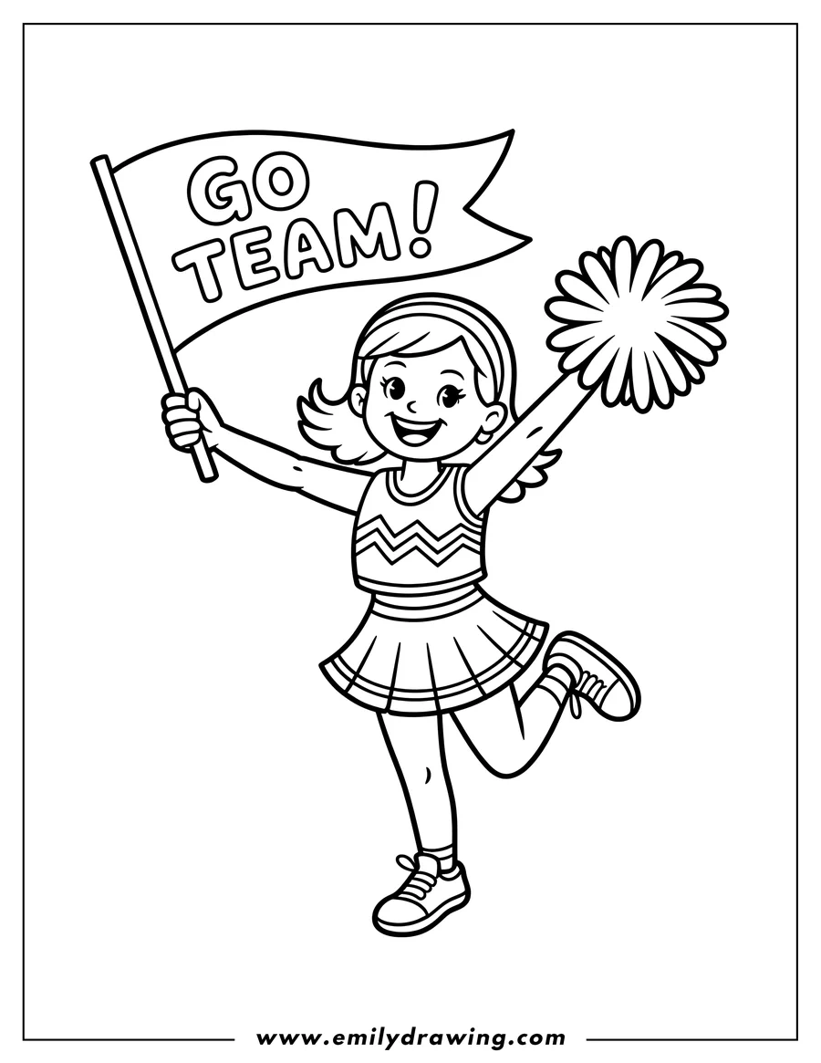Cheerleading Coloring Page Emily Drawing