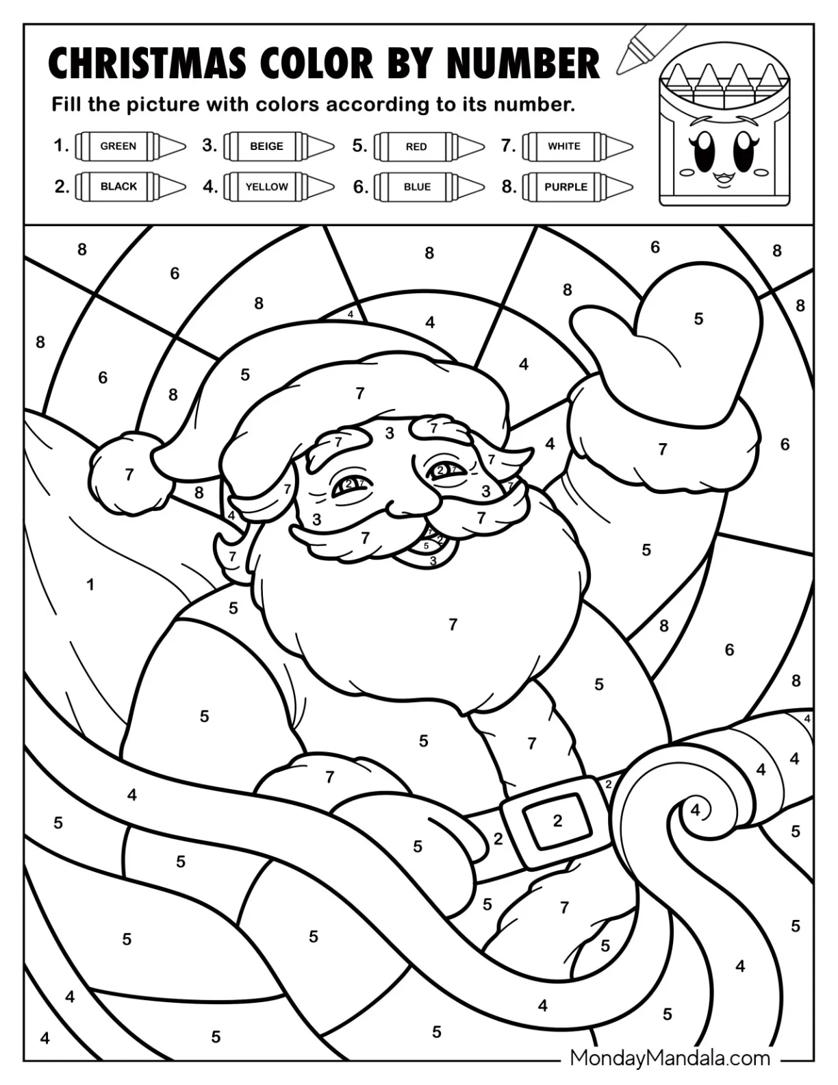 santa color by number