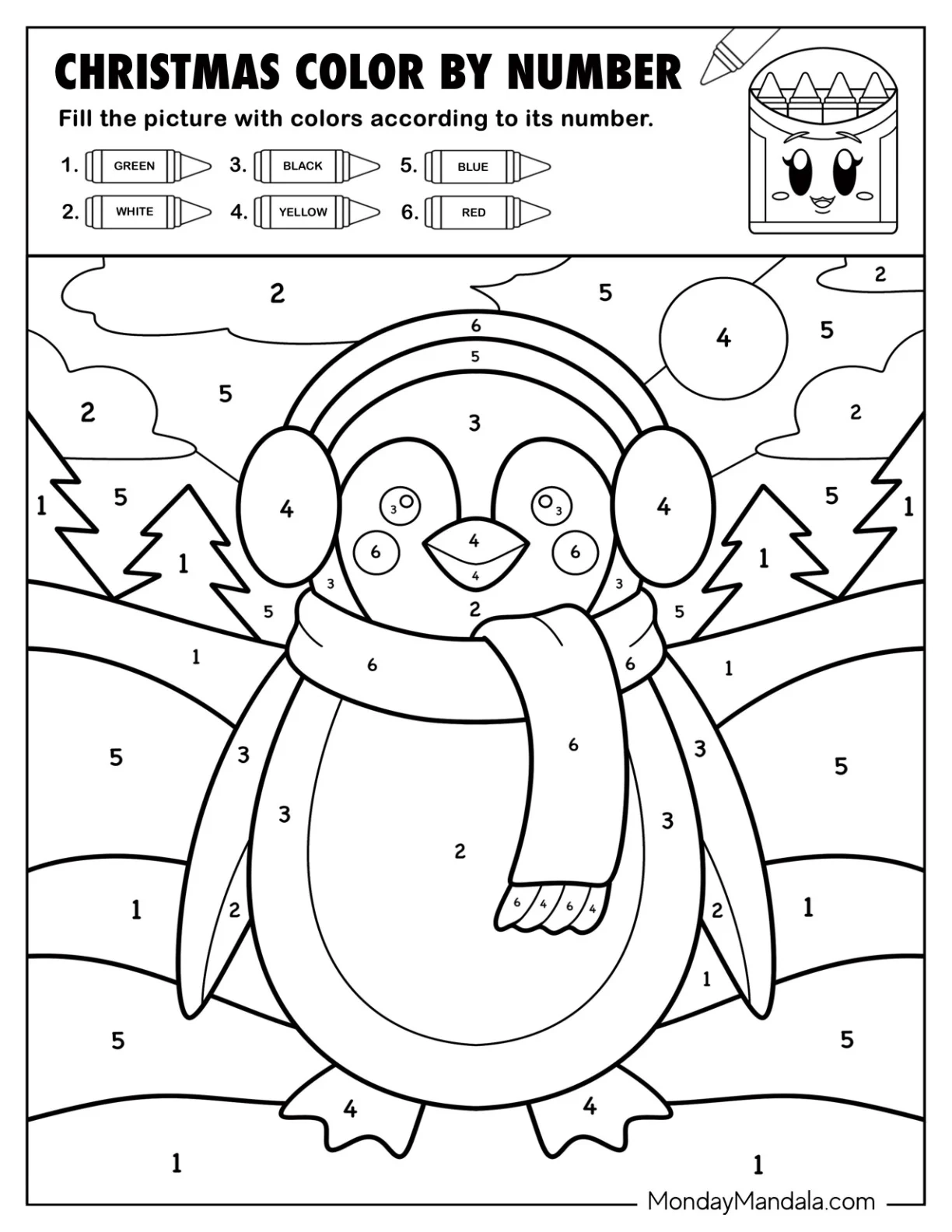 free color by number christmas printables