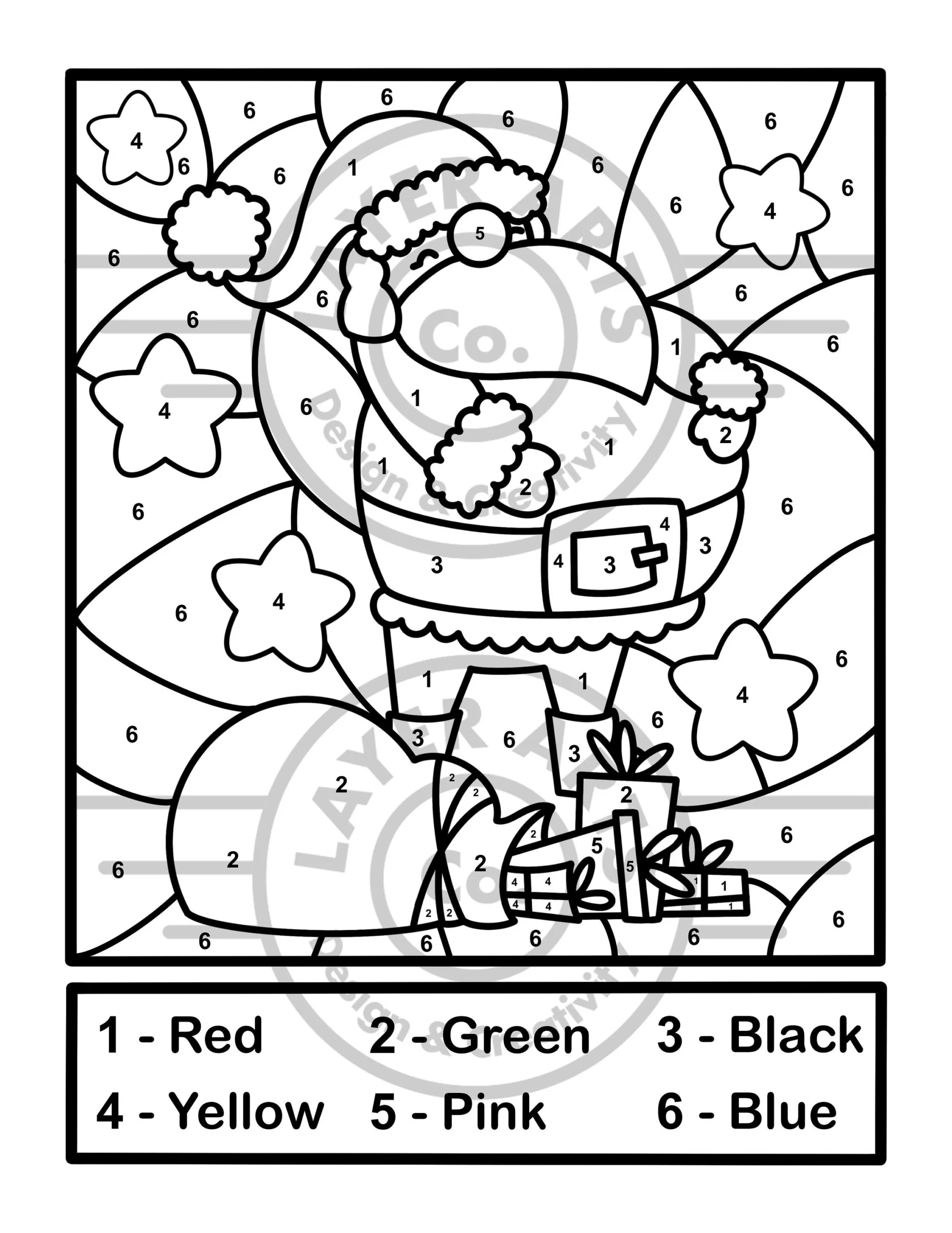 Christmas Santa Claus Color By Number Activity Sheet Preschool Kindergarten Elementary School Homeschool Classroom Christmas Color By Number Etsy