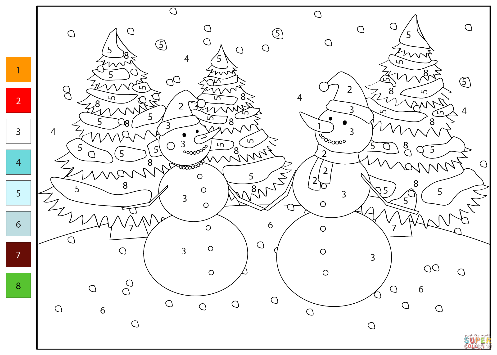 snowman color by number