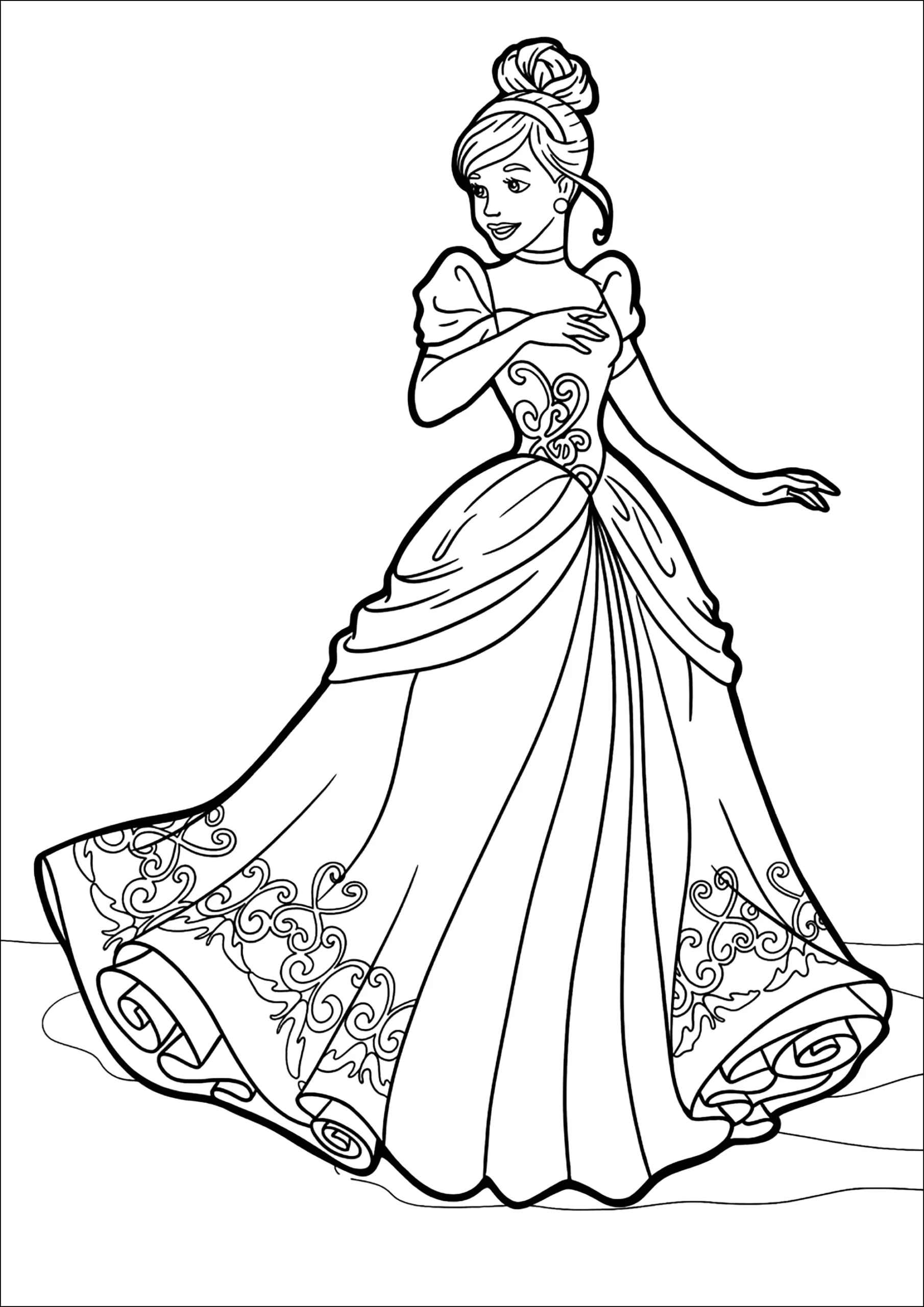 Cinderella In A Pretty Dress Cinderella Coloring Pages