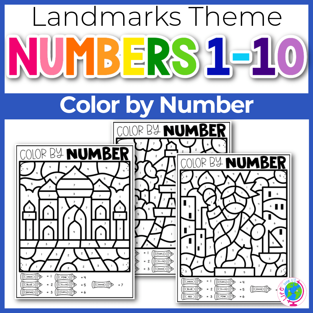 Color By Number 1 10 Landmarks Life Over C s Club
