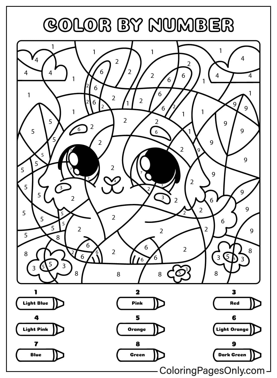 rabbit color by number rabbit color by number