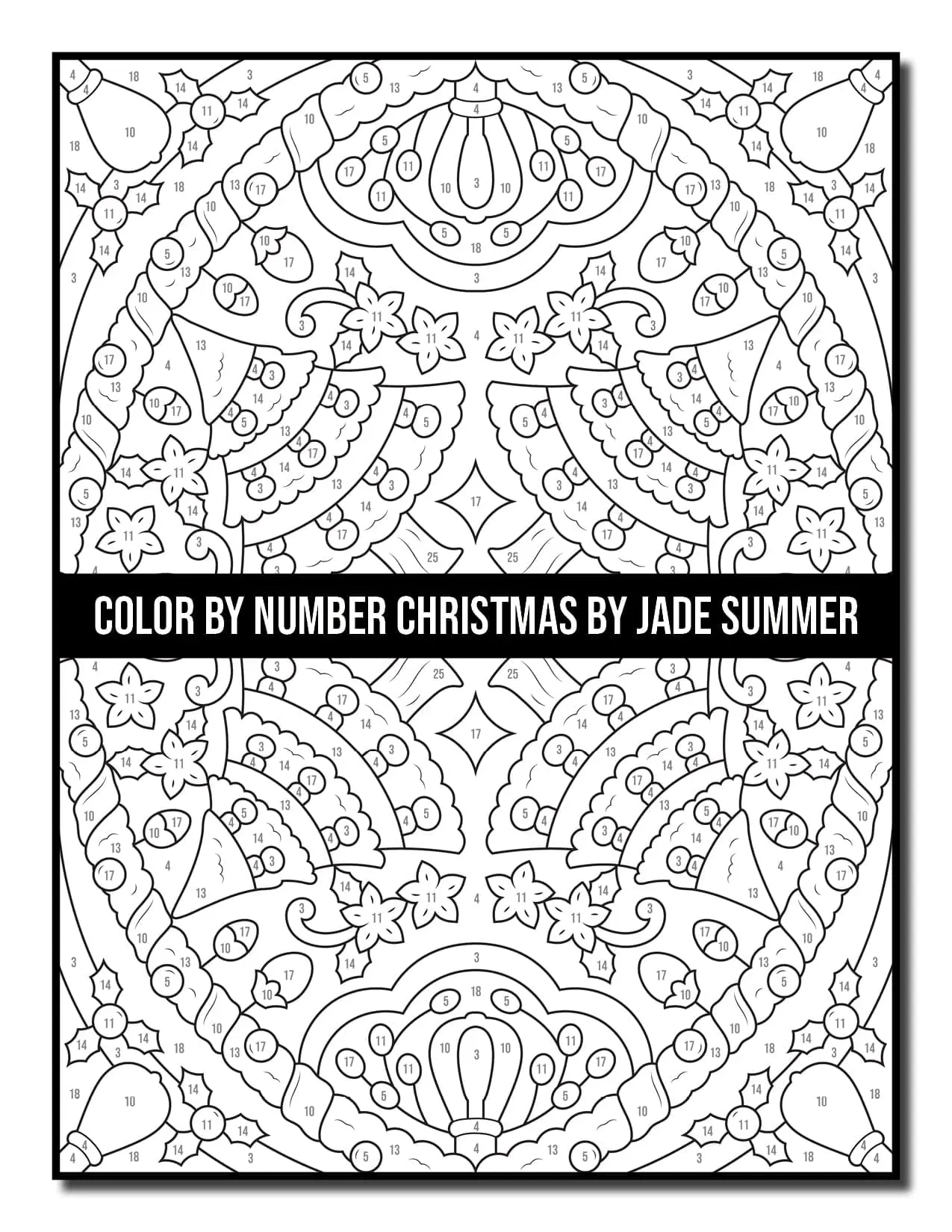 adult color by number christmas