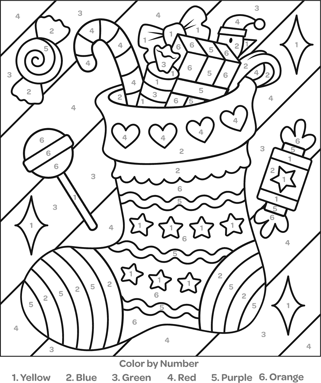 Color By Number Christmas Stocking Coloring Page Crayola Color By Number Christmas Stocking Coloring Page Crayola