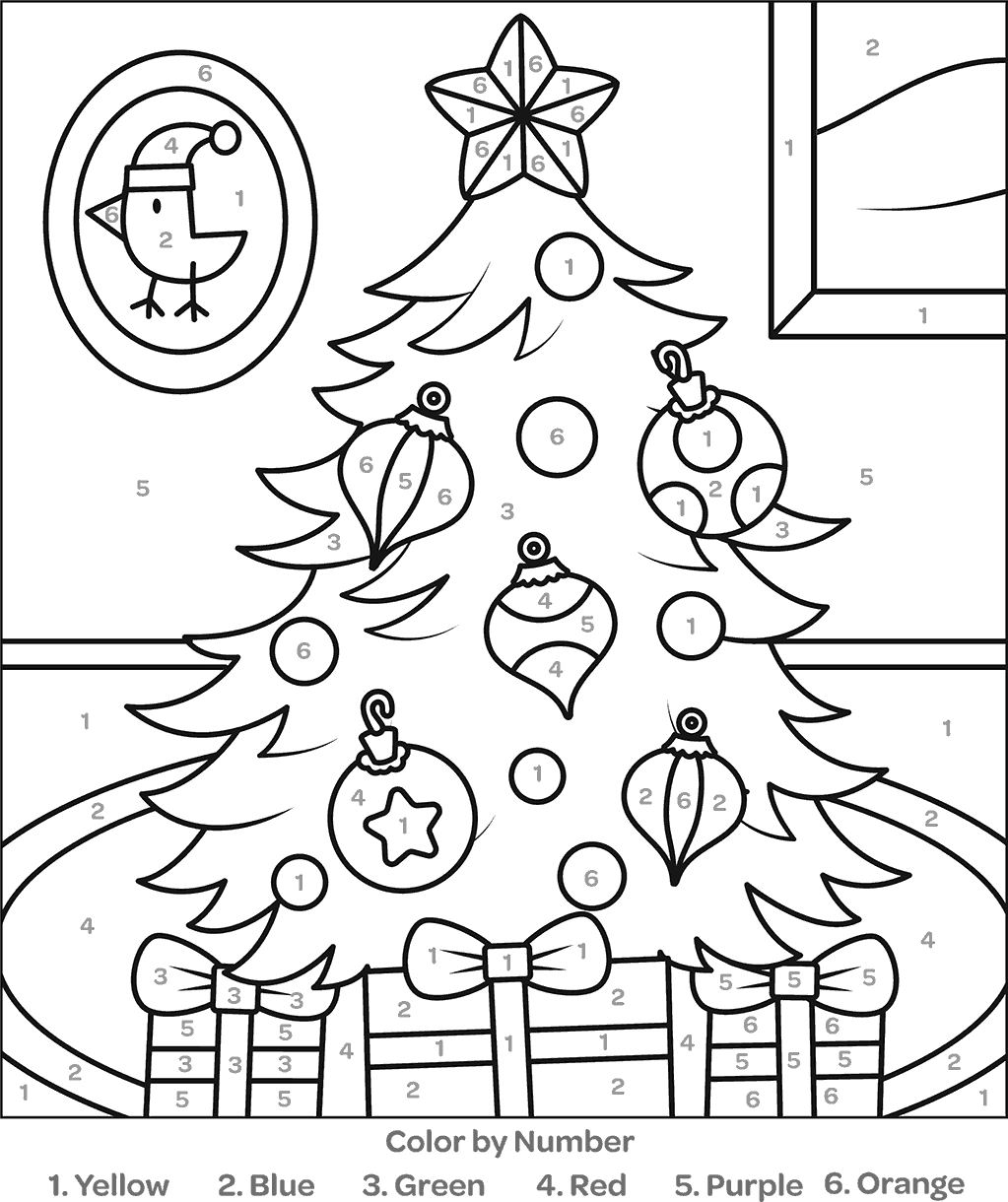 Color By Number Christmas Tree Coloring Page Color By Number Christmas Tree Coloring Page
