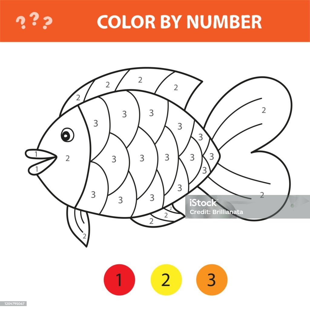 Color By Number Educational Game For Kids Illustration Fish Stock Illustration Download Image Now IStock