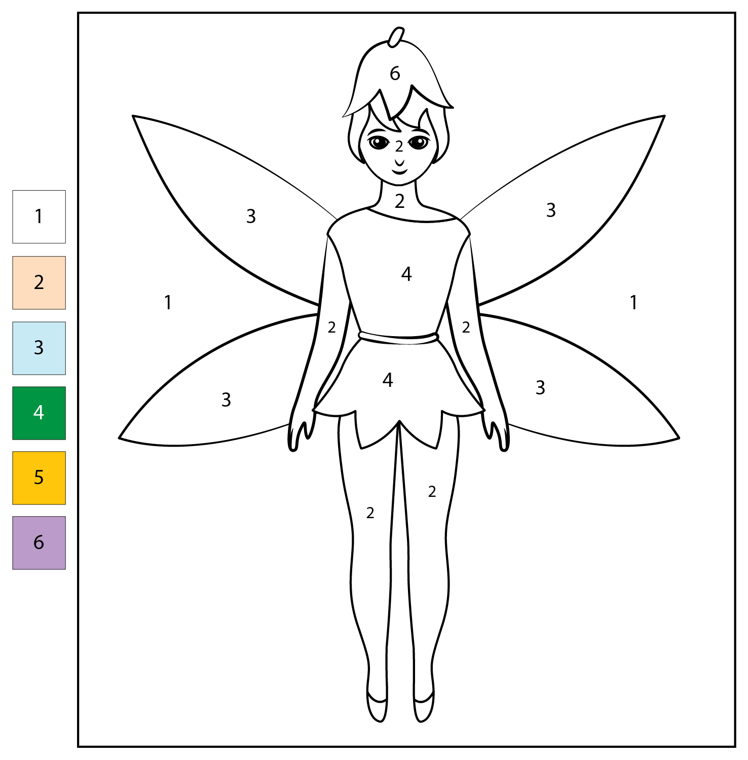 Color By Number Fairy Coloring Page Free Printable