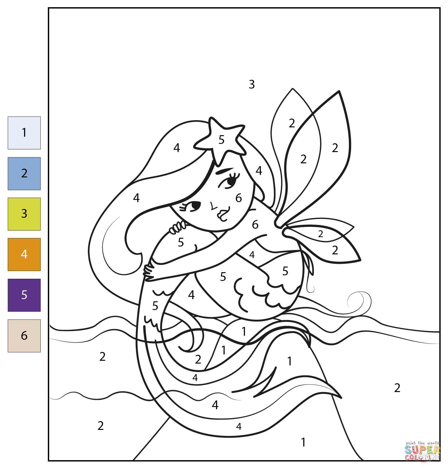 mermaid color by number