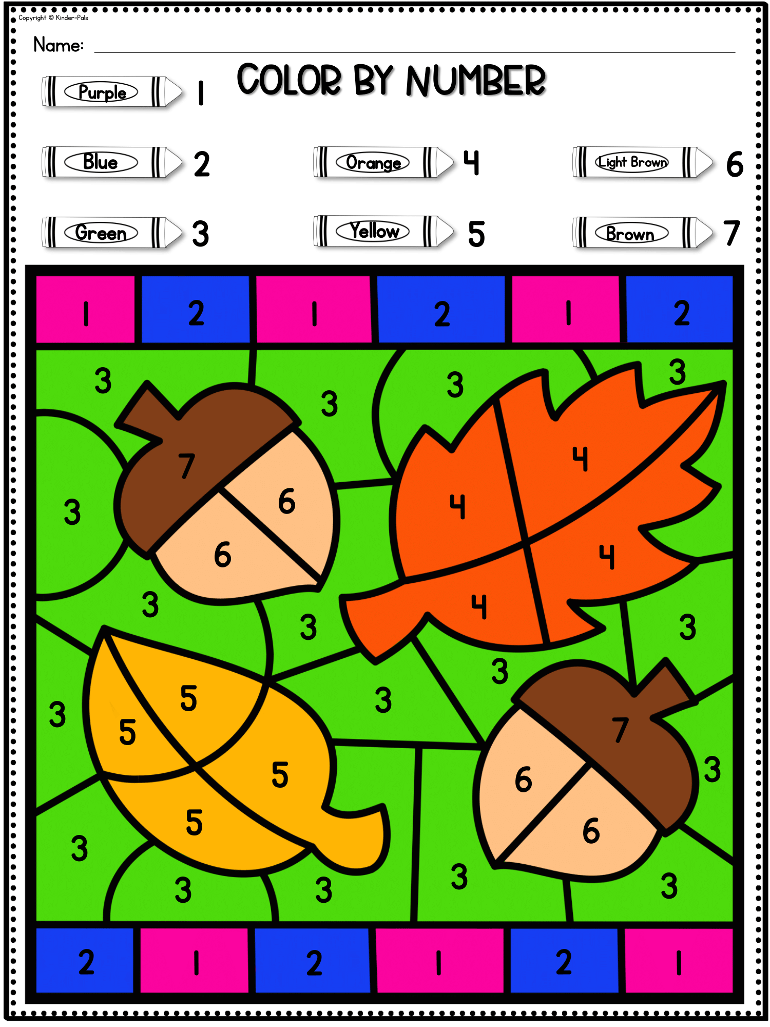 Color By Number Fall Coloring Pages Numbers 1 10 Recognition Morning Work Made By Teachers