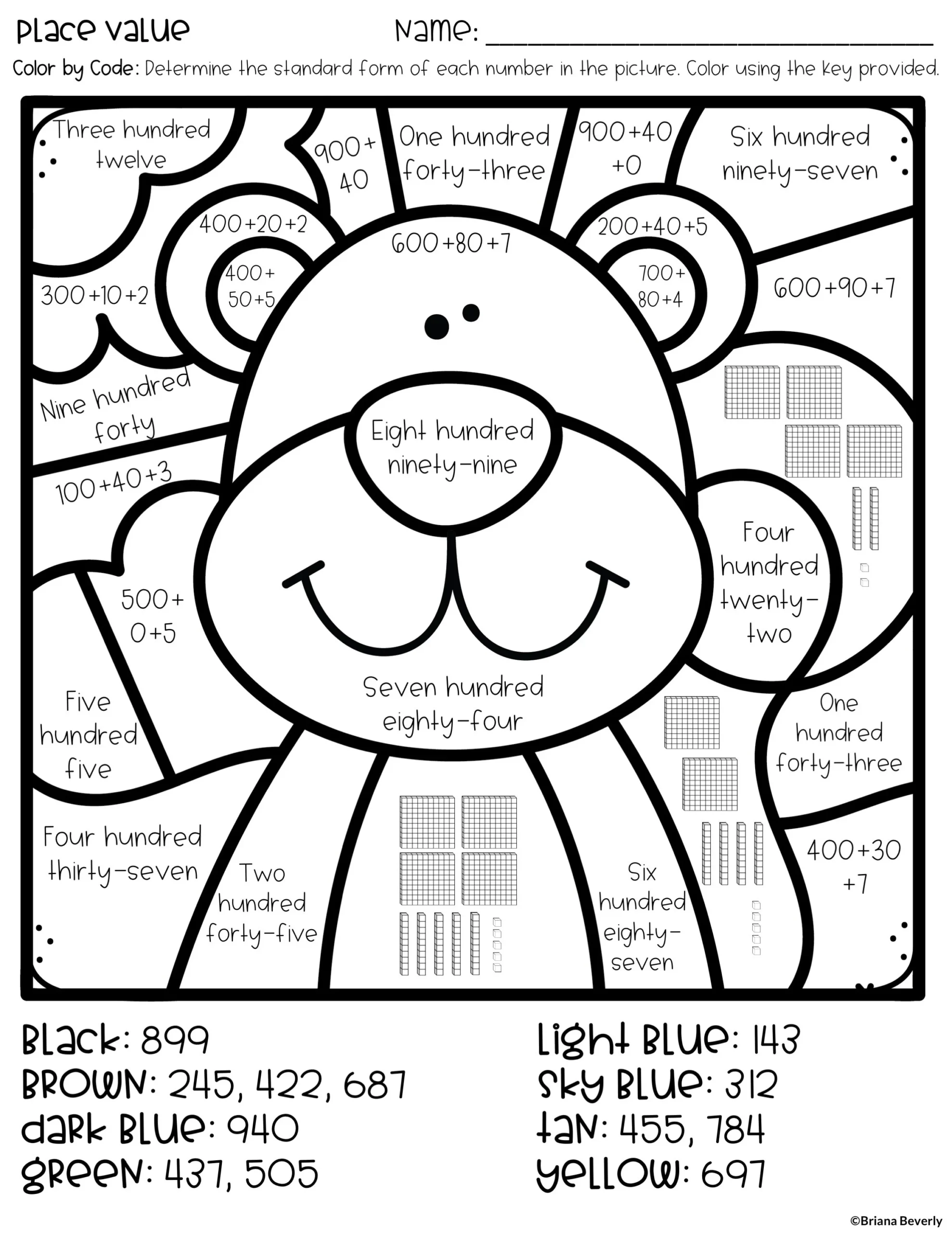 Color By Number Fall Place Value Worksheets Teaching With Briana Beverly Color By Number Fall Place Value Worksheets Teaching With Briana Beverly