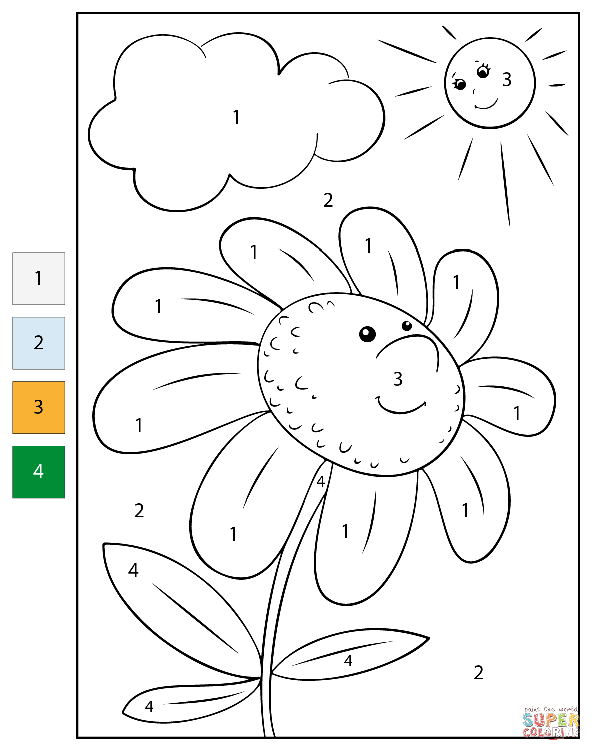 Color By Number Flower Coloring Page Free Printable Color By Number Flower Coloring Page Free Printable