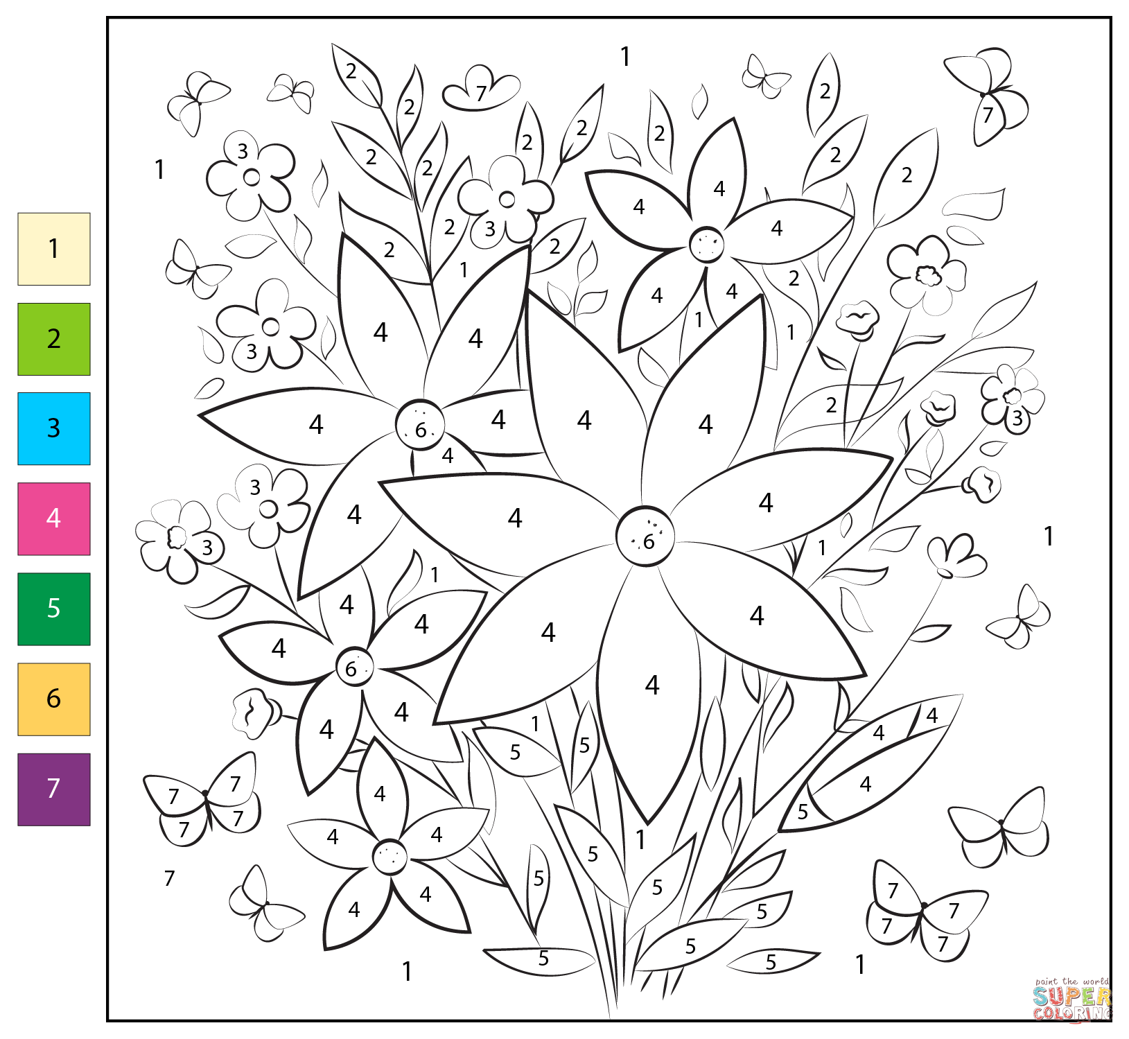 Color By Number Flowers Bouquet Coloring Page Free Printable Color By Number Flowers Bouquet Coloring Page Free Printable