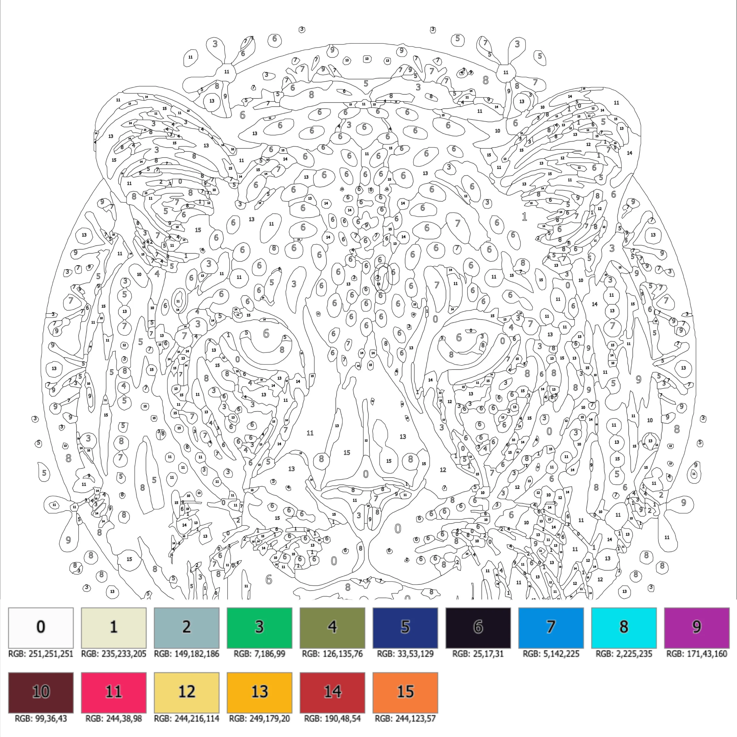 Color By Number For Adult Paint By Number Printable mandala Animal Coloring Pages sheets Digital Download advanced Detailed Book 348 Etsy
