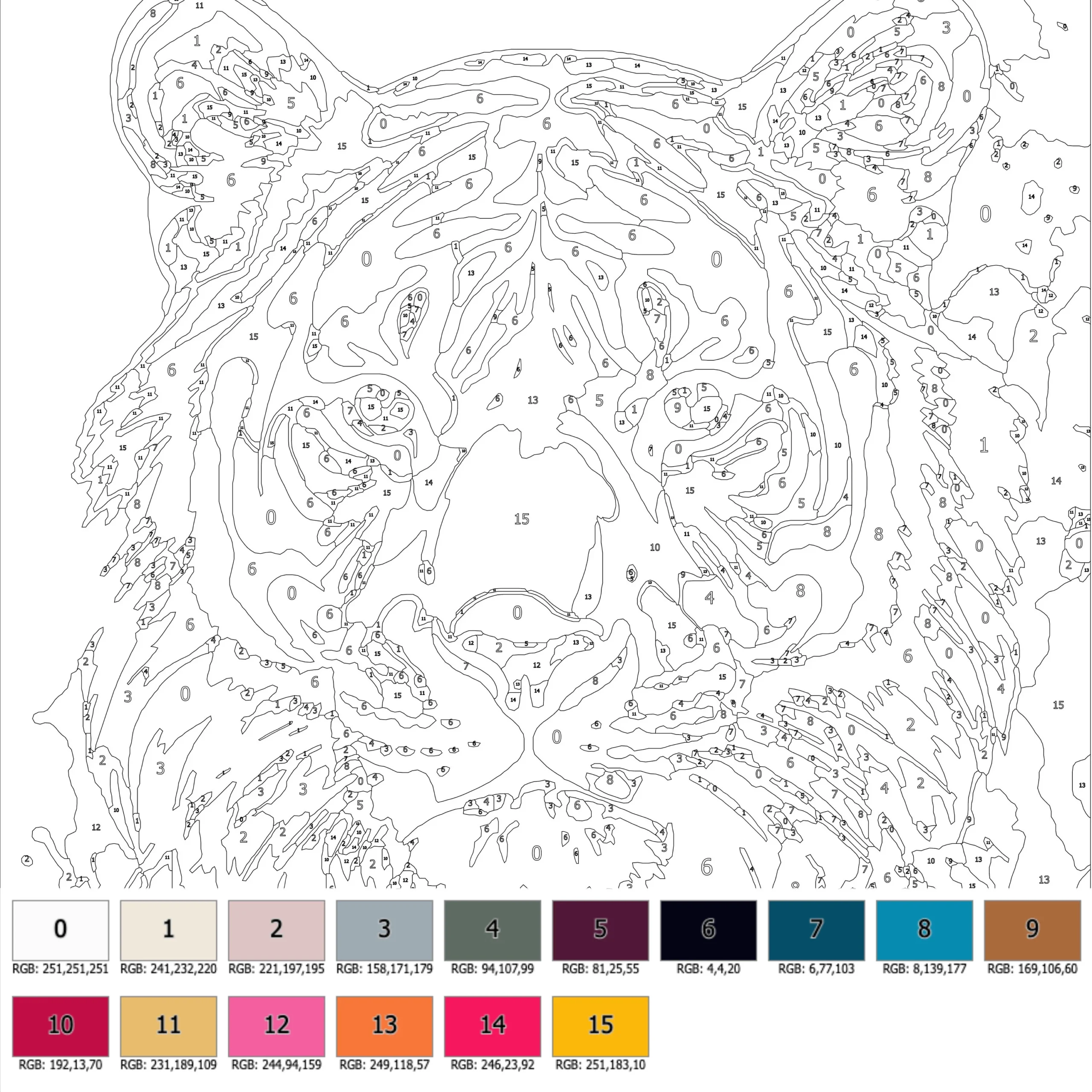 Color By Number For Adult Paint By Number Printable wild Animal Coloring Pages sheets Digital Download advanced Detailed Book 352 Etsy