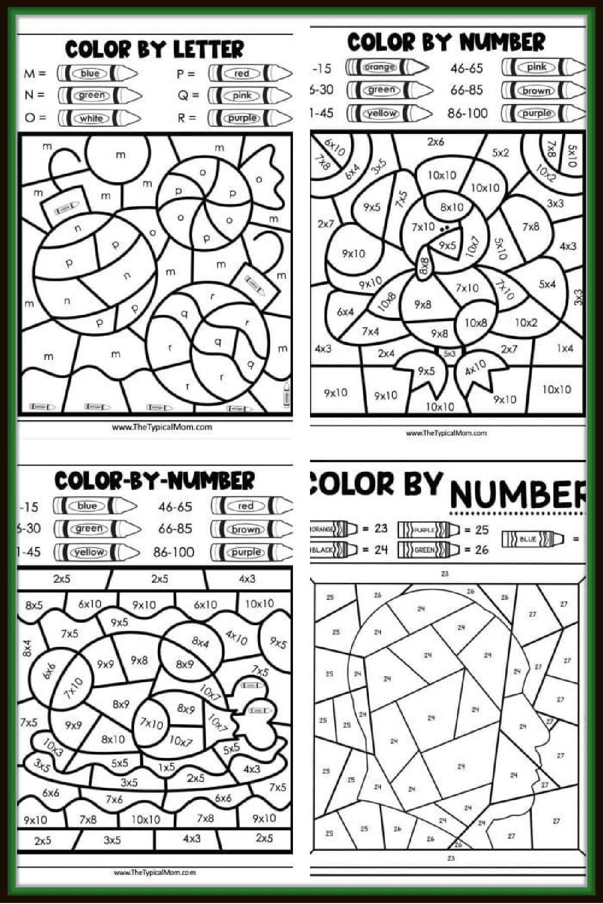 color by number multiplication pdf free