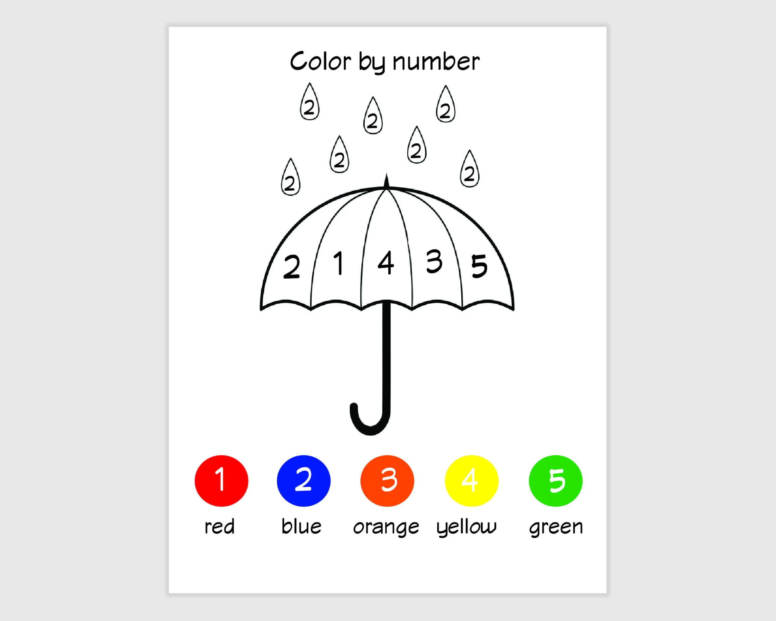 Color By Number Kids Coloring Page Easy Coloring Page For Kids Simple Coloring Color By Numbers Printout Pages Kids Coloring Activity Etsy