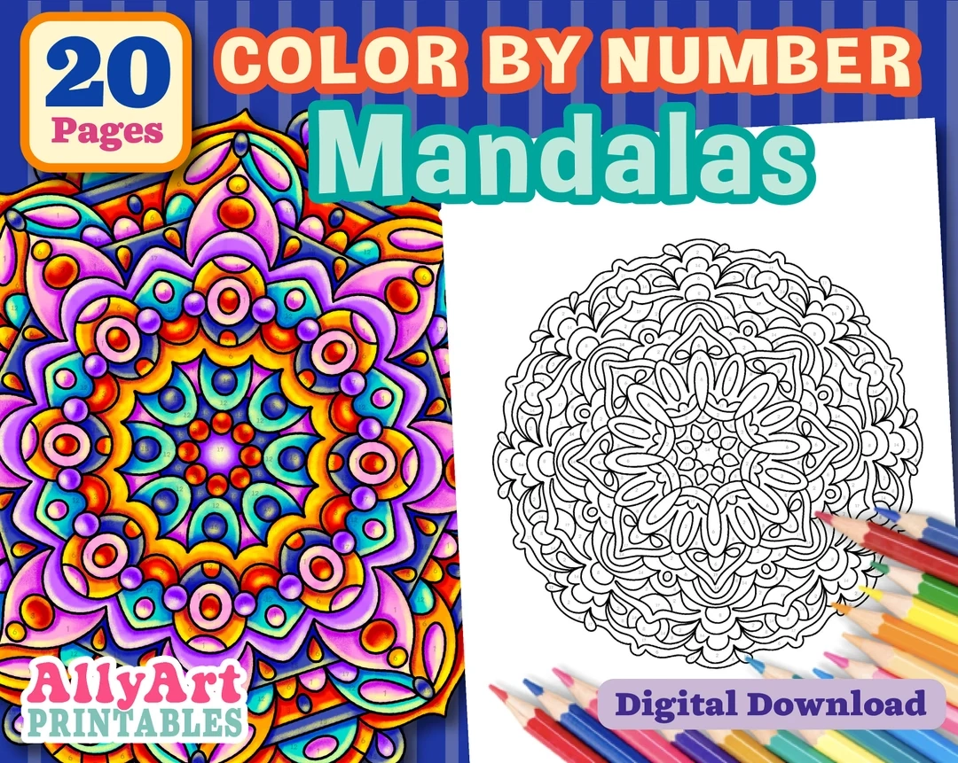 Color By Number Mandalas Mandala Pattern Pages To Color Digital Download Coloring Pages Relaxing And Stress Relief Activities Etsy