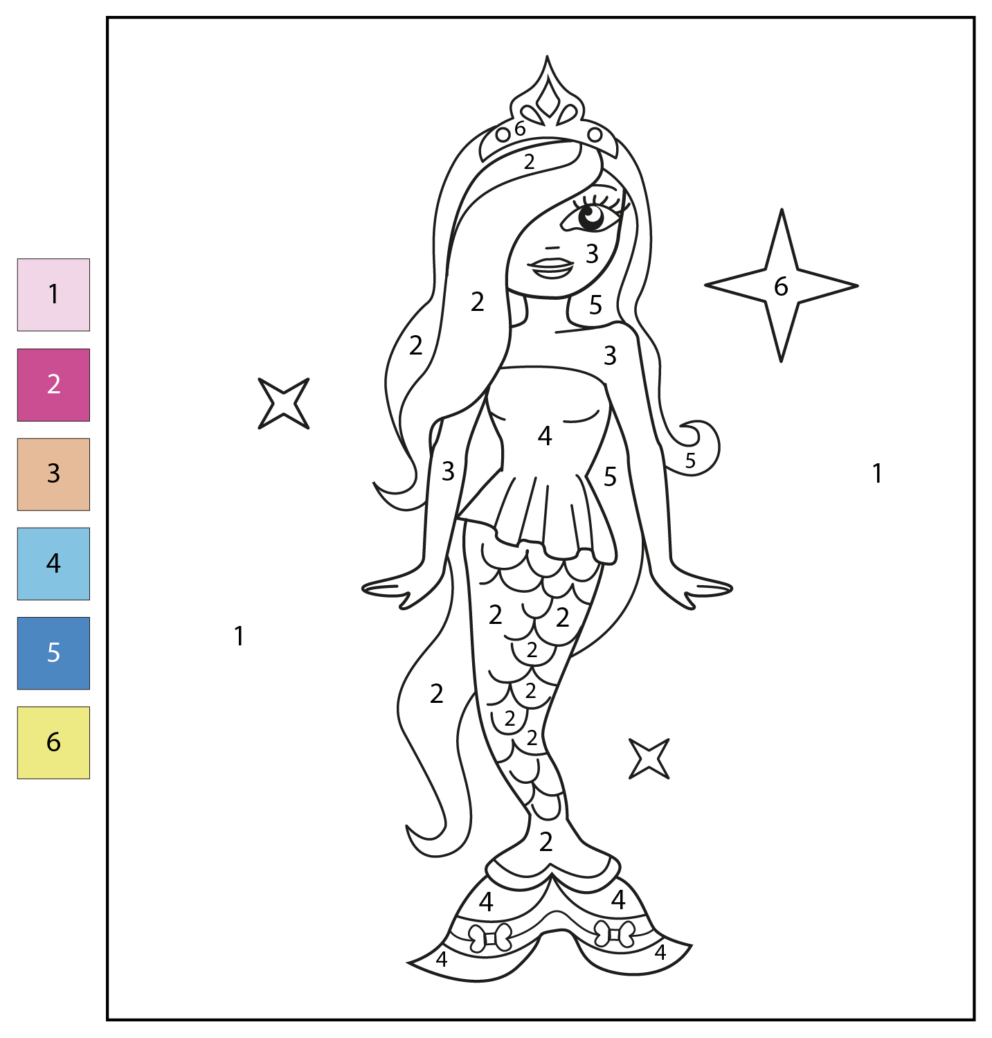 Color By Number Mermaid Barbie Coloring Page Free Printable