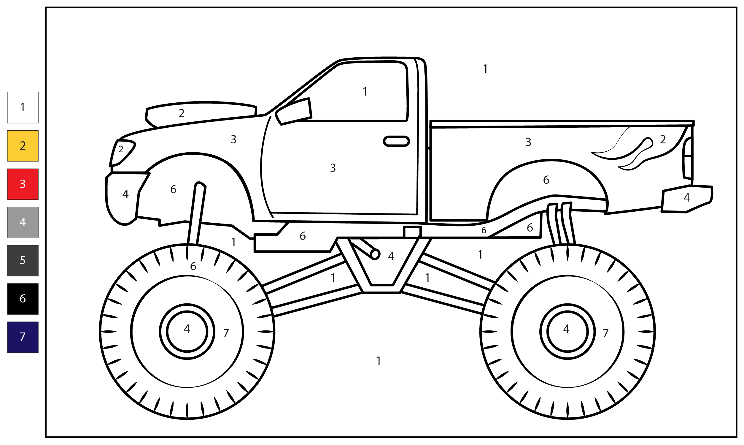 Color By Number Monster Truck Coloring Page Free Printable Color By Number Monster Truck Coloring Page Free Printable