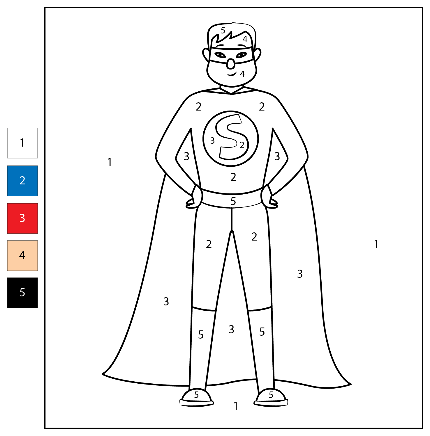 Color By Number Superhero Coloring Page Free Printable