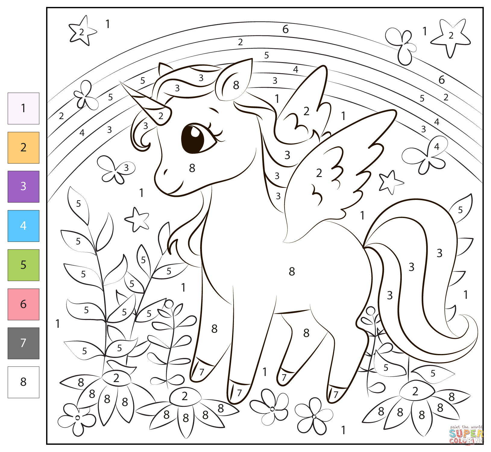 color by number unicorn