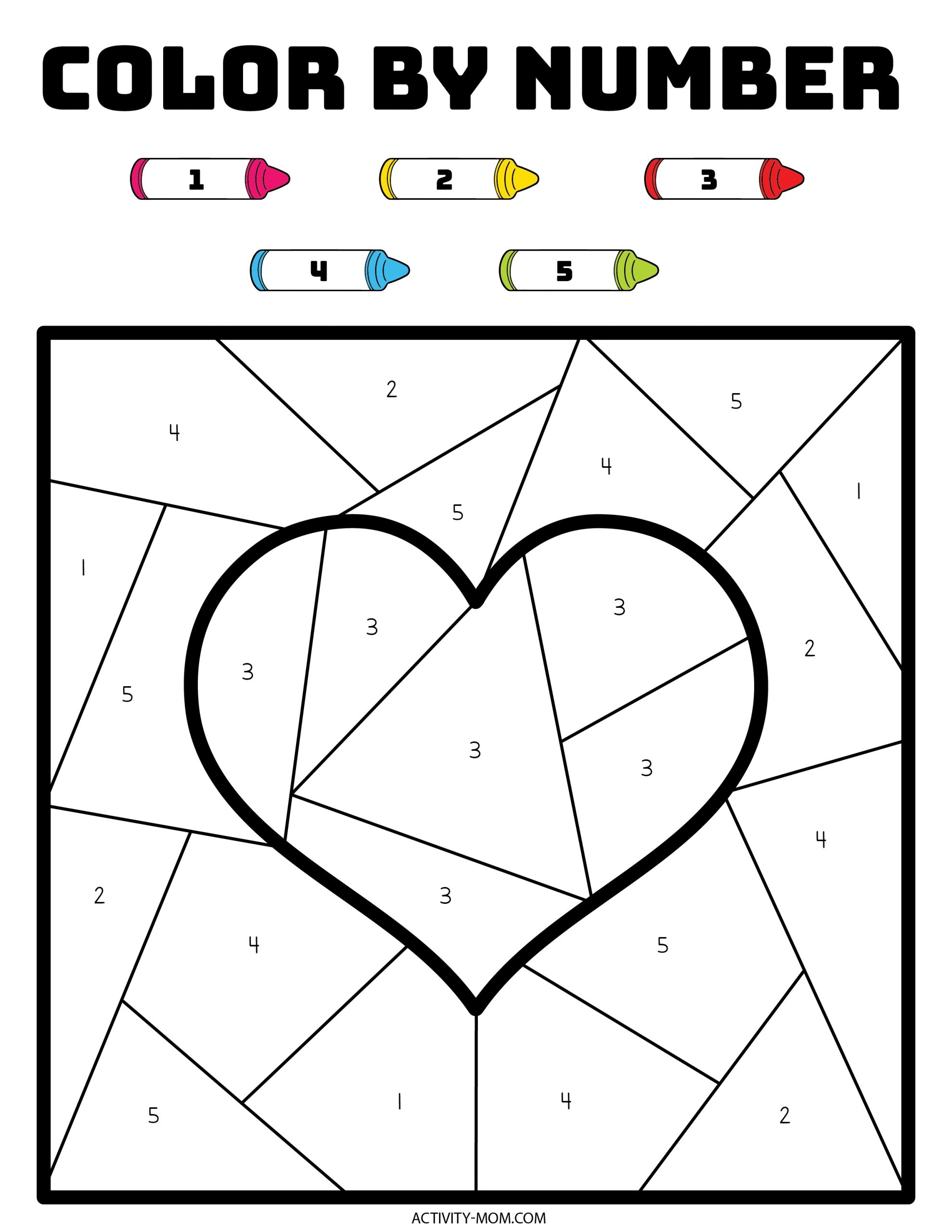 Color By Number Valentine Pages free Printable The Activity Mom