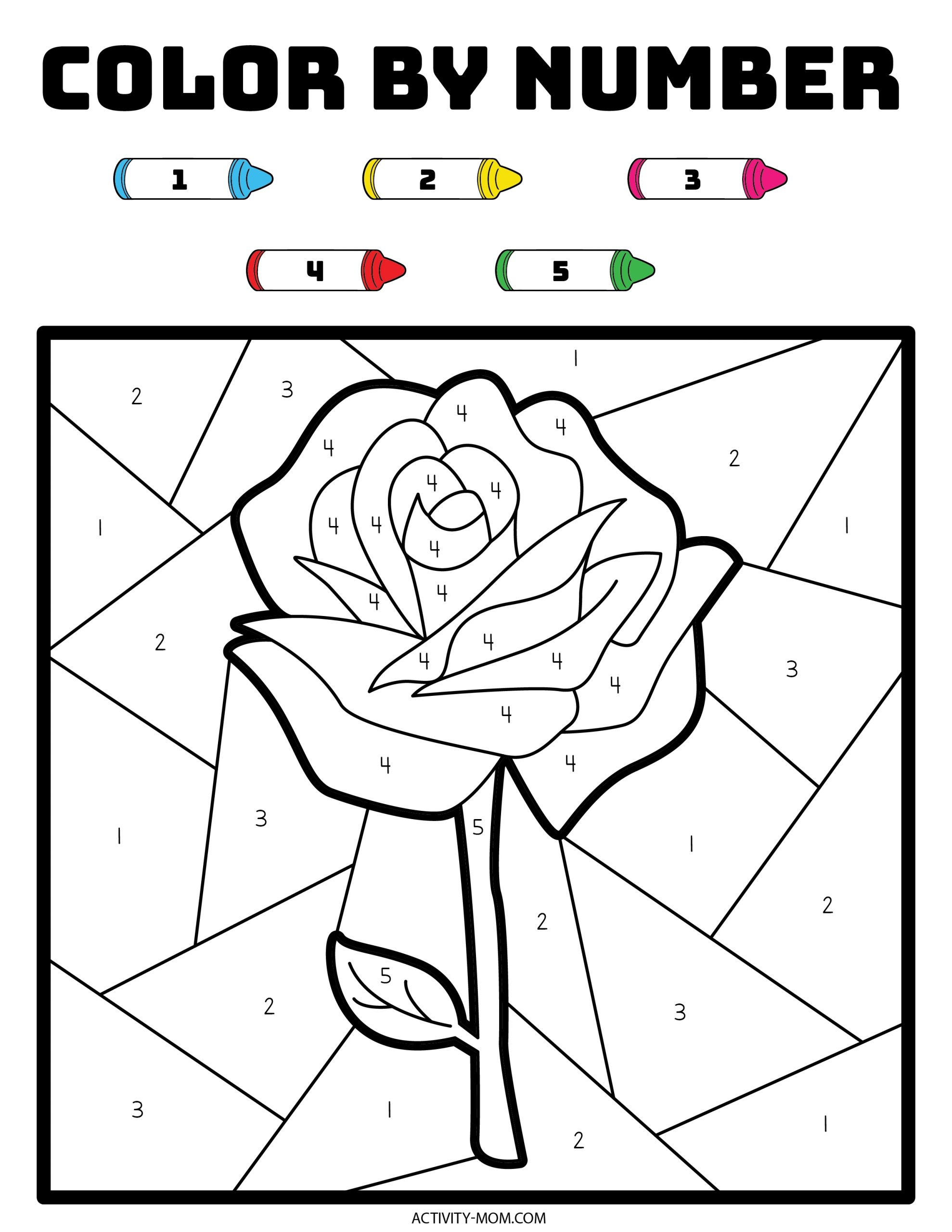 Color By Number Valentine Pages free Printable The Activity Mom